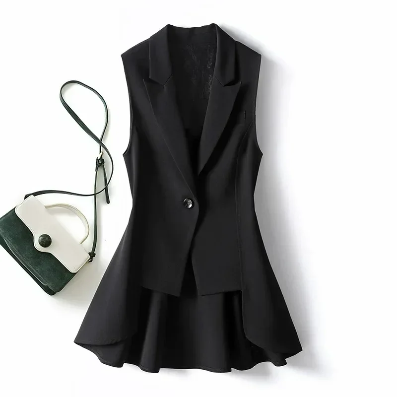 FADFAD Atasan vest rompi jas wanita tanpa lengan ramping elegan untuk wanita