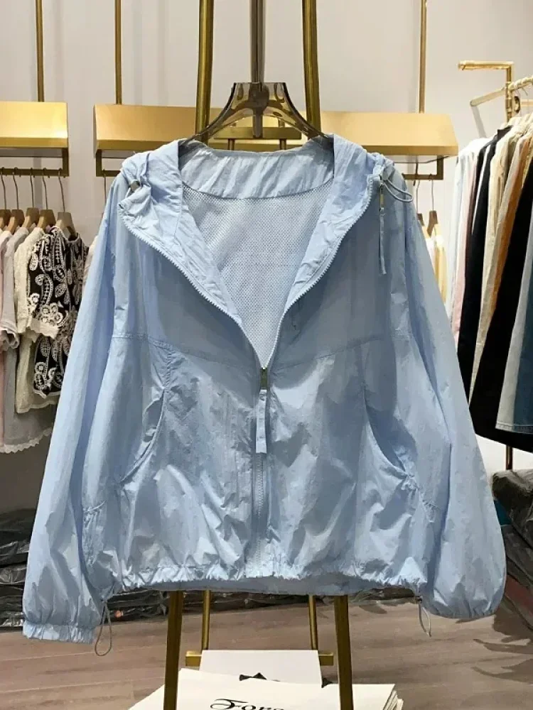 CHICMORE Atasan jaket tipis longgar dengan lengan panjang kasual wanita