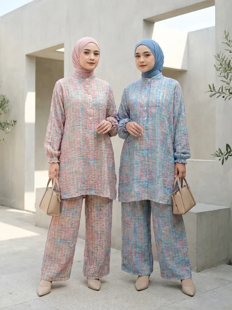 [READY STOCK]ASAYA Setelan dua potong atasan dan celana panjang wanita elegan terbaru