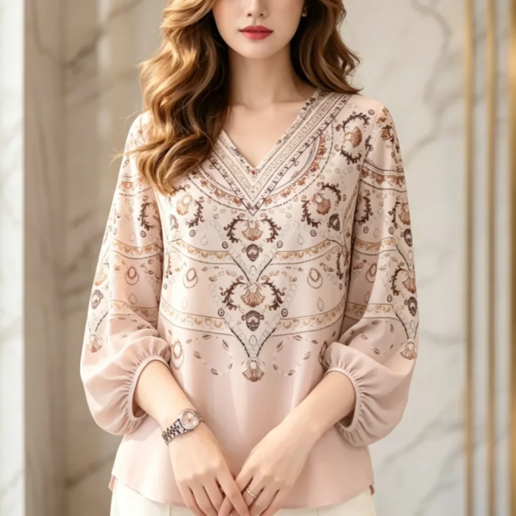 [READY STOCK]FADFAD Kemeja cetak temperamen gaya baru wanita atasan elegan