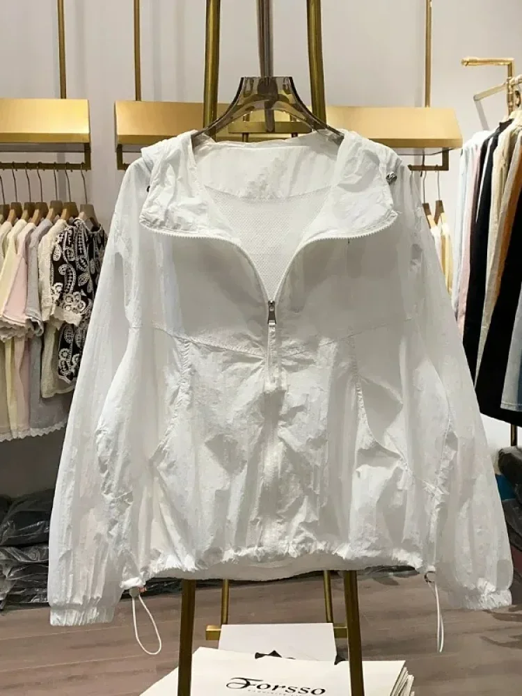CHICMORE Atasan jaket tipis longgar dengan lengan panjang kasual wanita