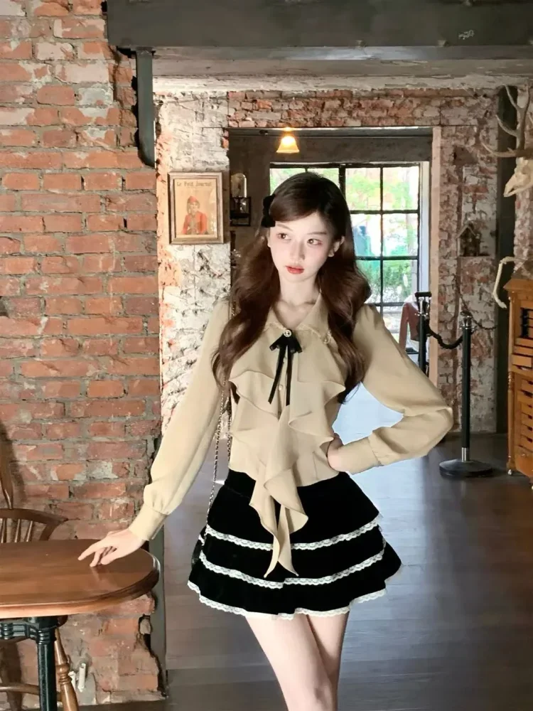 FADFAD Atasan kemeja wanita korean style mode ruffle gaya baru
