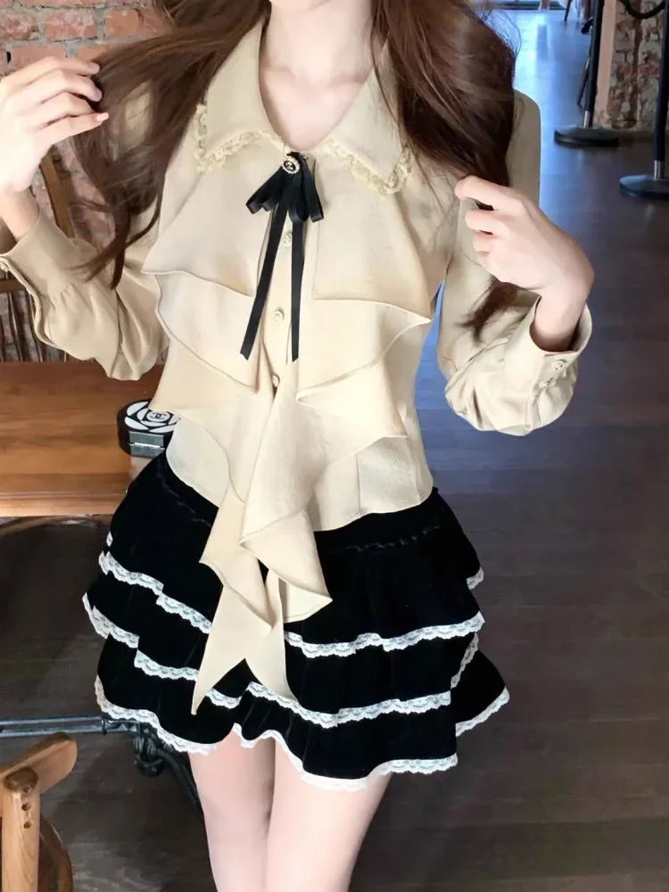 FADFAD Atasan kemeja wanita korean style mode ruffle gaya baru