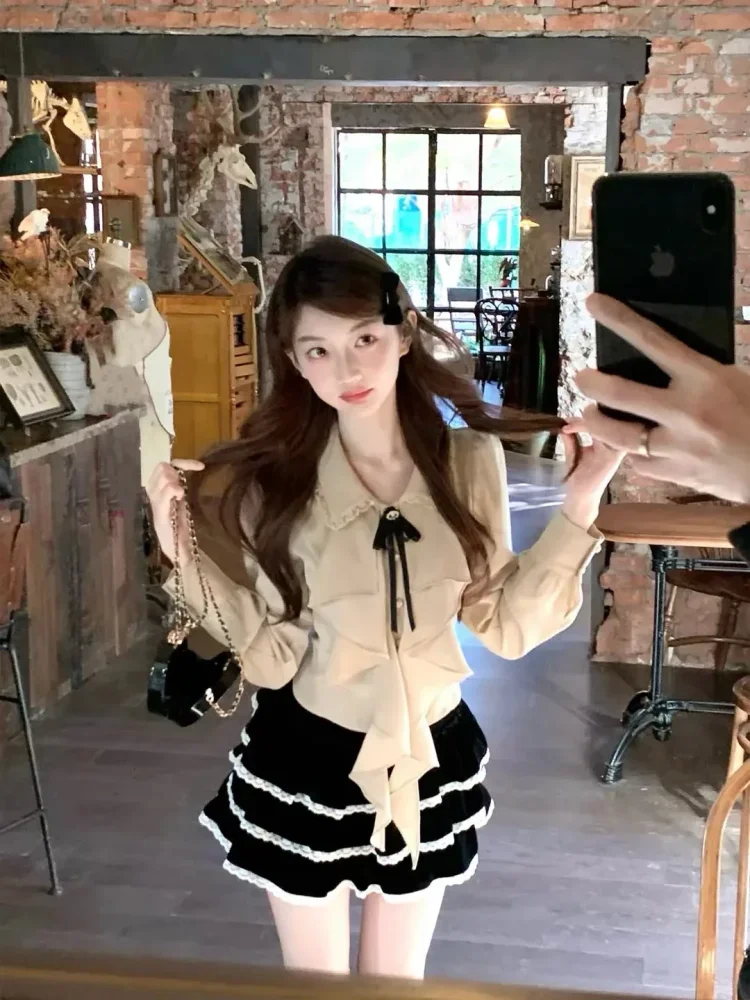 FADFAD Atasan kemeja wanita korean style mode ruffle gaya baru