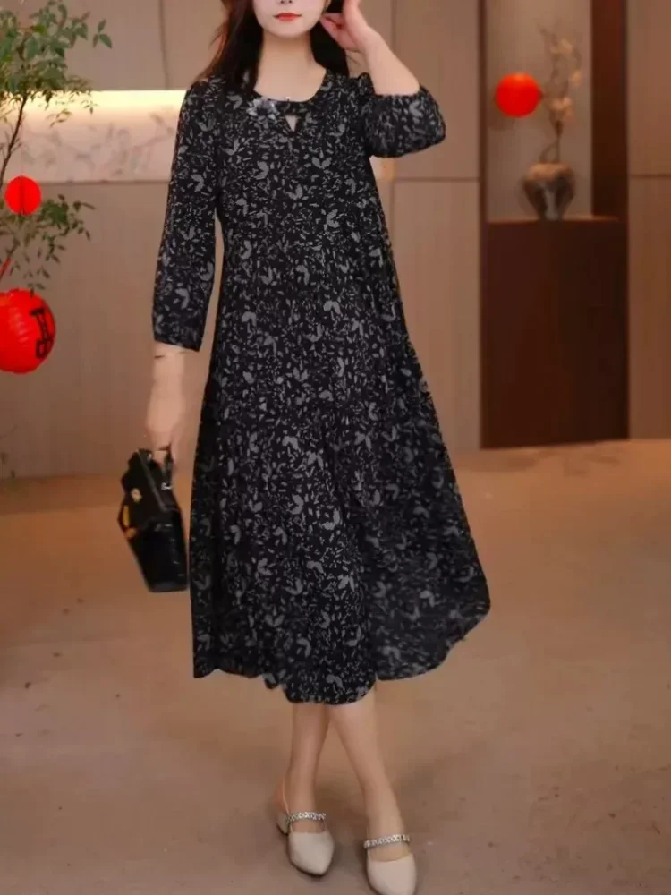 FADFAD Gaun motif bunga yang stylish dan kasual elegan untuk wanita