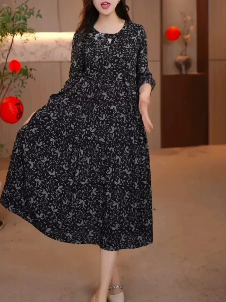 FADFAD Gaun motif bunga yang stylish dan kasual elegan untuk wanita