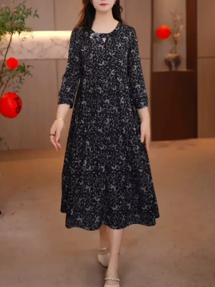 FADFAD Gaun motif bunga yang stylish dan kasual elegan untuk wanita