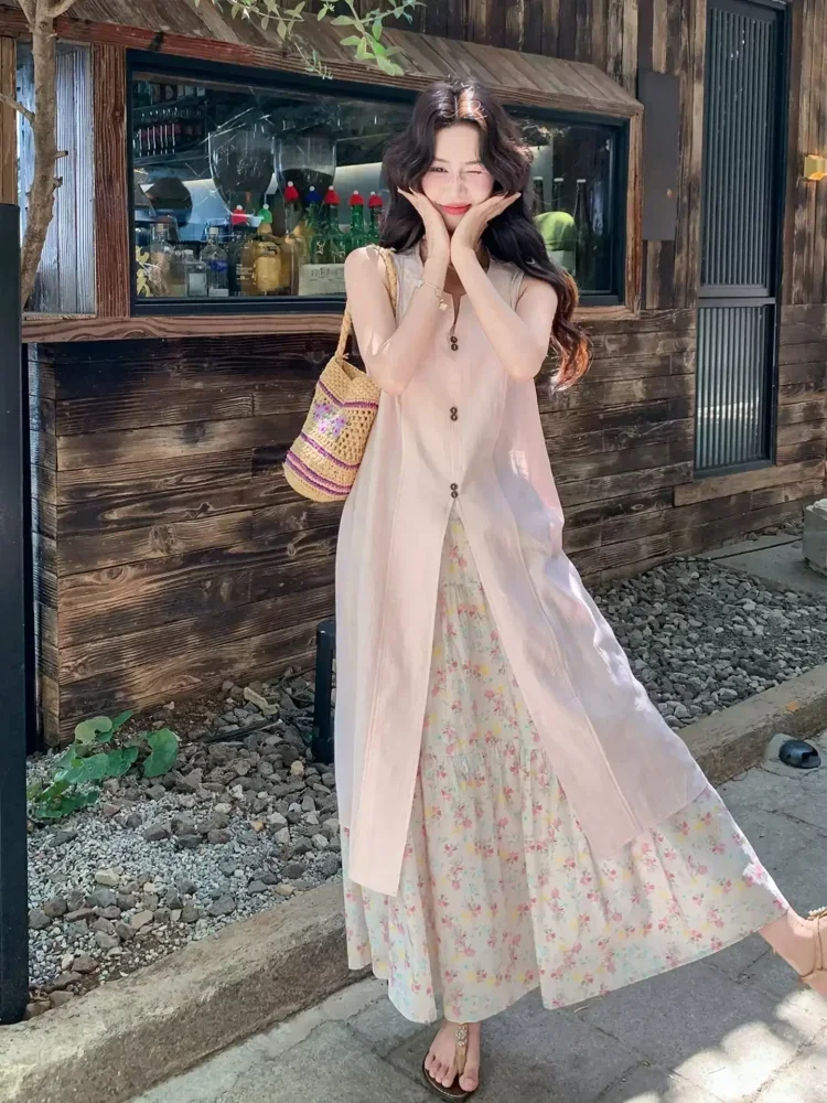 CHICMORE Setelan wanita dua potong motif bunga style masa kini