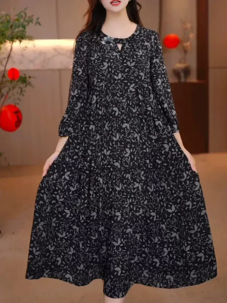FADFAD Gaun motif bunga yang stylish dan kasual elegan untuk wanita