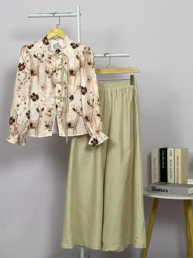 ASAYA Setelan wanita dengan lengan bell dan resleting buatan tangan bergaya minimalis warna solid