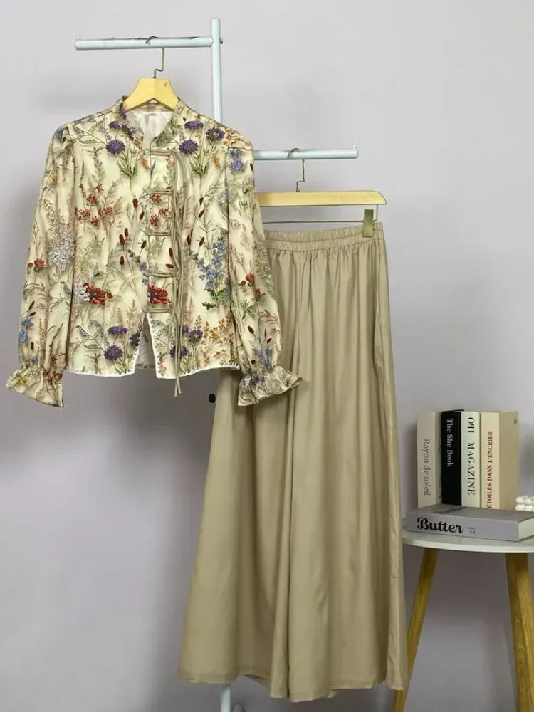 ASAYA Setelan wanita dengan lengan bell dan resleting buatan tangan bergaya minimalis warna solid