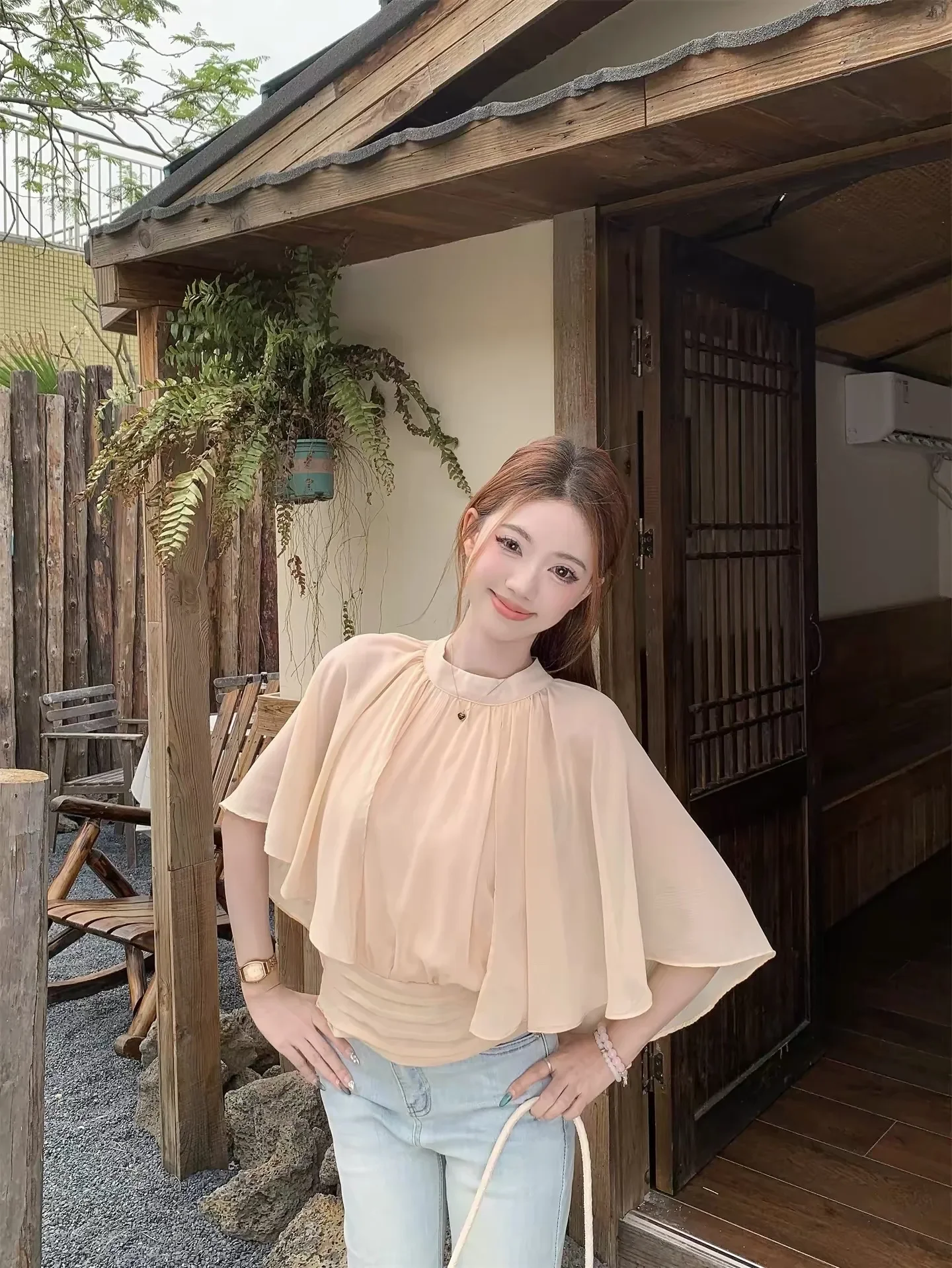 CHICMORE Atasan wanita model batwing dengan gaya kasual untuk wanita