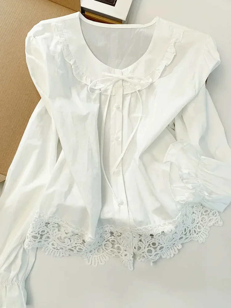 CHICMORE Atasan blouse kemeja kerah peter pan lucu untuk wanita