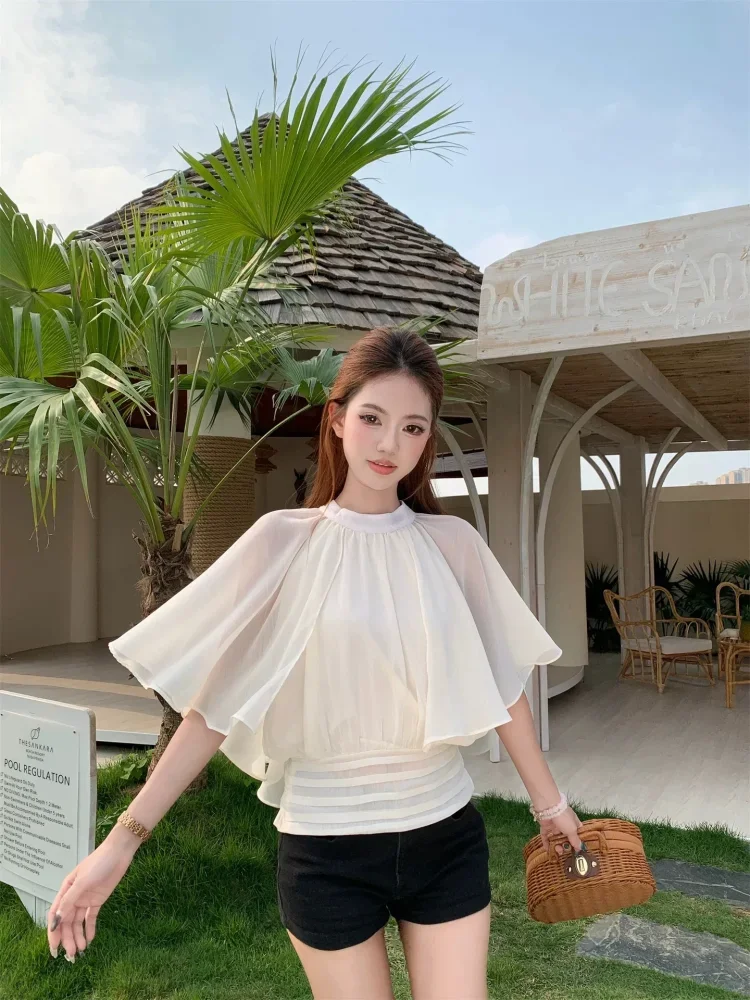 CHICMORE Atasan wanita model batwing dengan gaya kasual untuk wanita