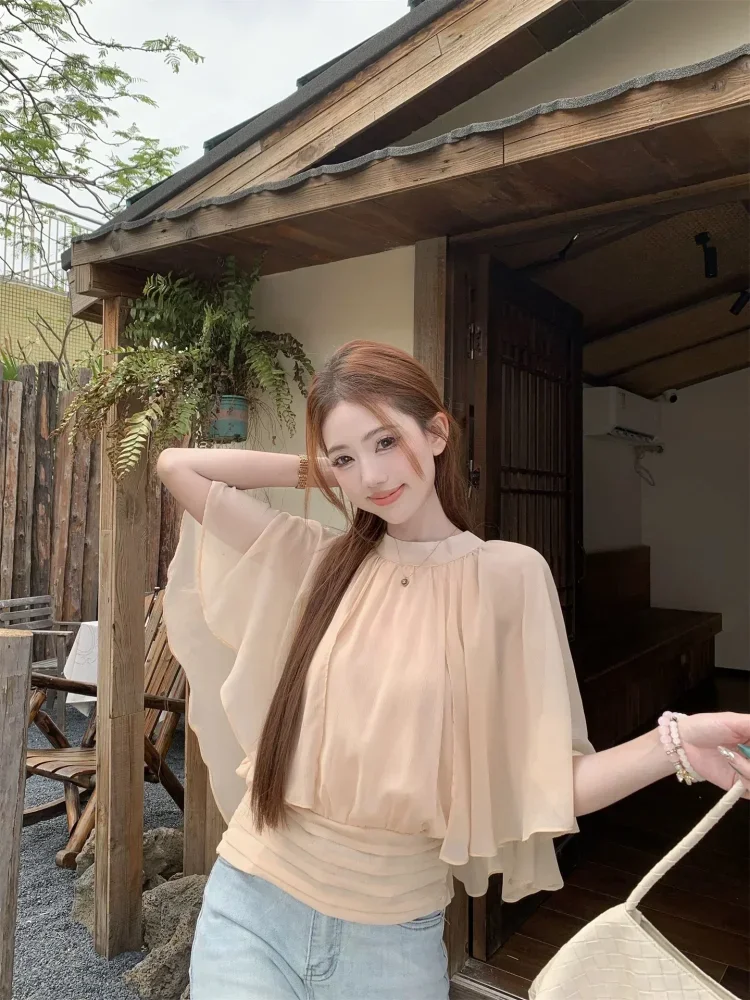 CHICMORE Atasan wanita model batwing dengan gaya kasual untuk wanita