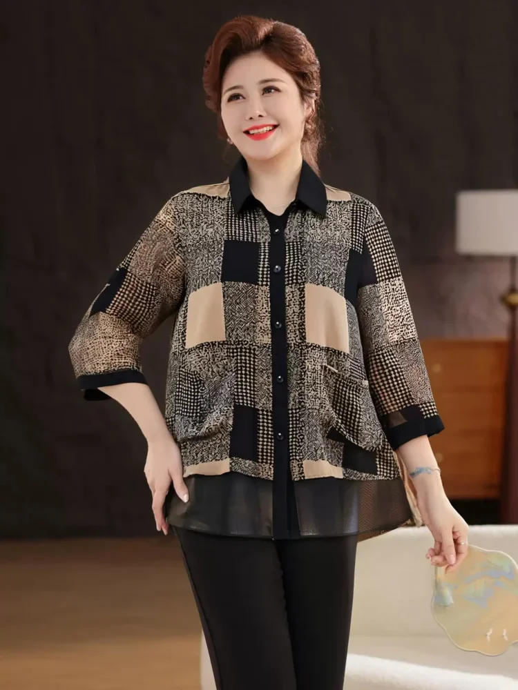 ASAYA Atasan blouse wanita bermotif dengan gaya kasual