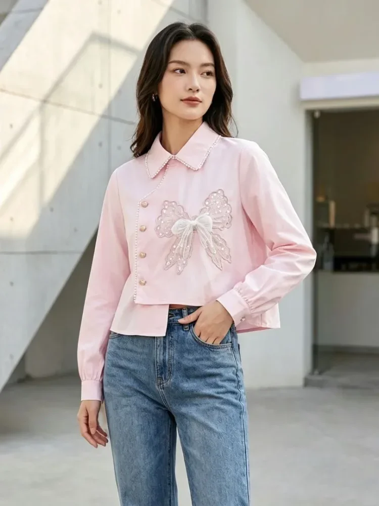 FADFAD Kemeja unik lengan panjang dan kerah collar