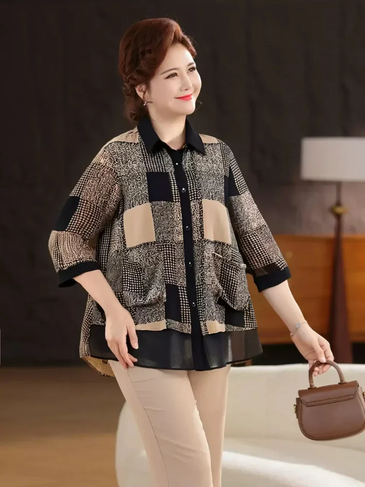 ASAYA Atasan blouse wanita bermotif dengan gaya kasual