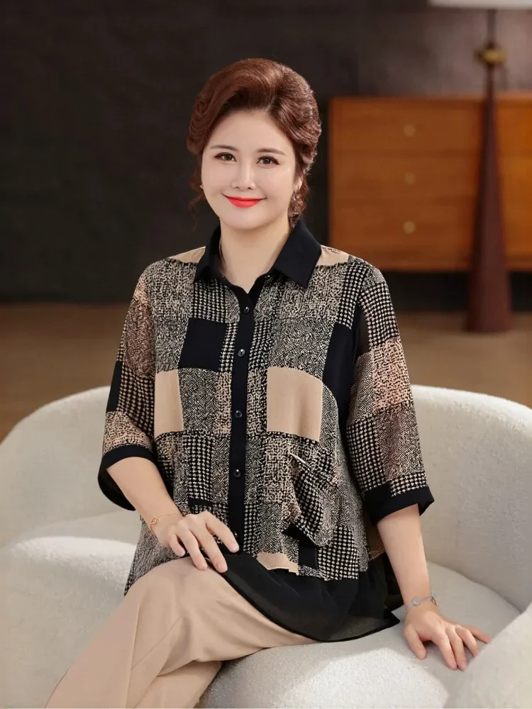 ASAYA Atasan blouse wanita bermotif dengan gaya kasual