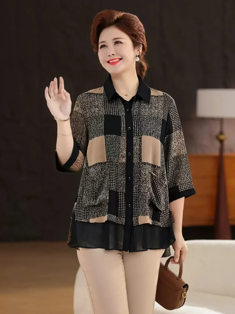 ASAYA Atasan blouse wanita bermotif dengan gaya kasual