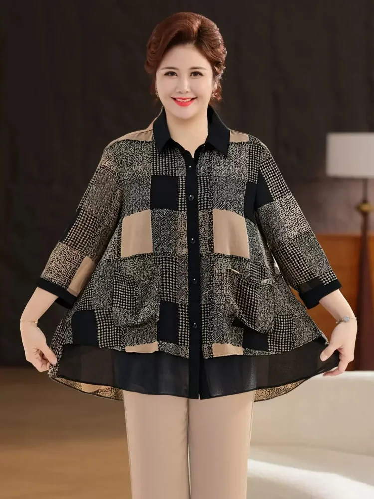 ASAYA Atasan blouse wanita bermotif dengan gaya kasual