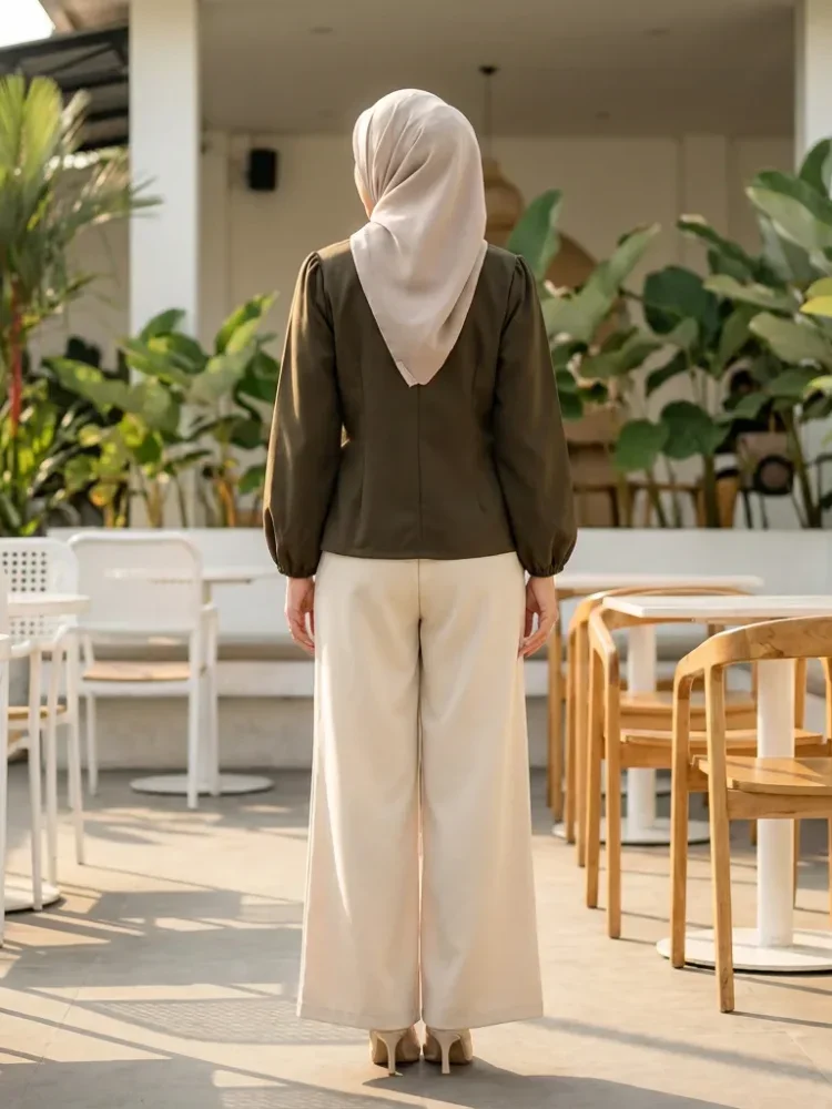 ASAYA Atasan lengan panjang wanita bergaya tionghoa modern dengan pola, dilengkapi pita kupu-kupu dan rumbai, tampak seperti dua lapisan, dipadukan dengan rok panjang setelan dua potong