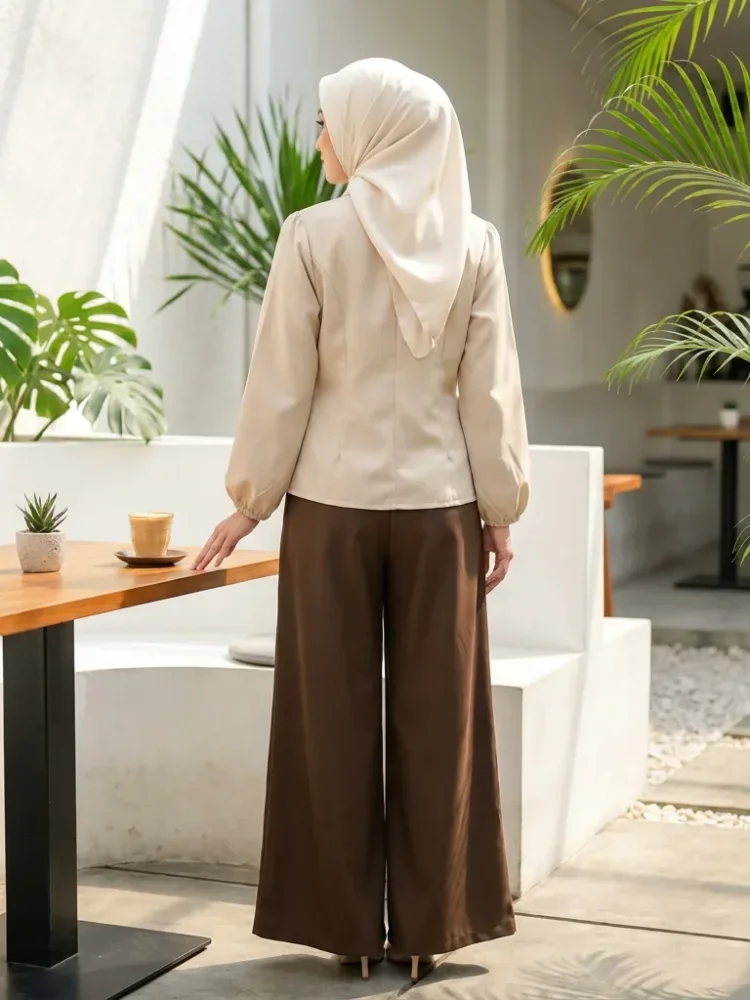 ASAYA Atasan lengan panjang wanita bergaya tionghoa modern dengan pola, dilengkapi pita kupu-kupu dan rumbai, tampak seperti dua lapisan, dipadukan dengan rok panjang setelan dua potong