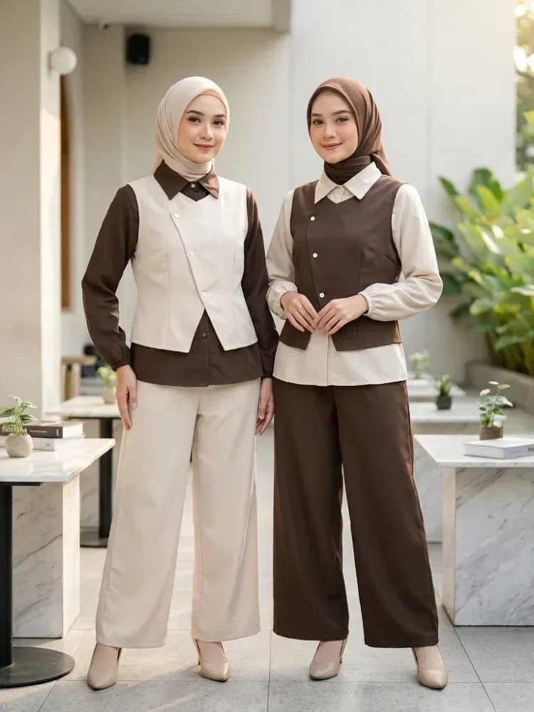 ASAYA Atasan lengan panjang wanita bergaya tionghoa modern dengan pola, dilengkapi pita kupu-kupu dan rumbai, tampak seperti dua lapisan, dipadukan dengan rok panjang setelan dua potong