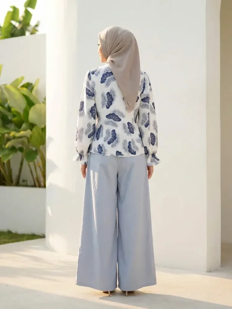 ASAYA Setelan wanita dengan lengan bell dan resleting buatan tangan bergaya minimalis warna solid