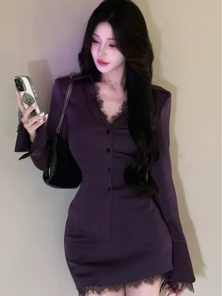 FADFAD Atasan elegan bodycon dengan lengan panjang berkerah v-neck untuk wanita