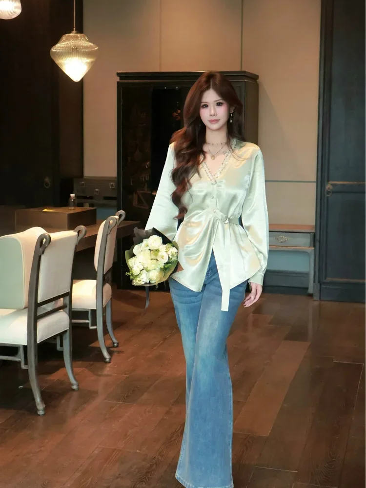 FADFAD Atasan elegan cantik dengan lengan panjang gaya baru untuk wanita