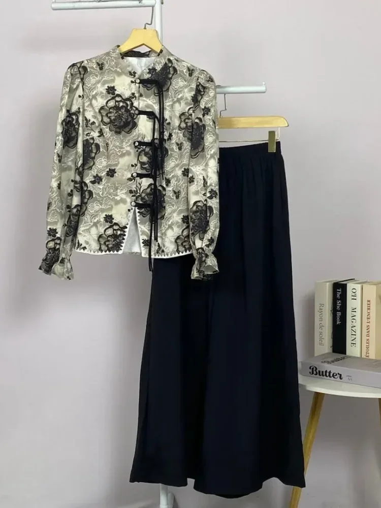 ASAYA Setelan wanita dengan lengan bell dan resleting buatan tangan bergaya minimalis warna solid