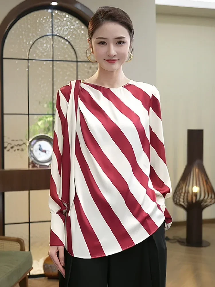 FADFAD Kemeja bergaris mewah slim fit lengan panjang elegan