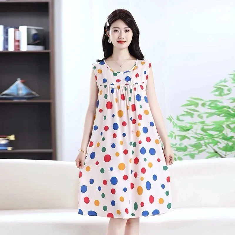 ASAYA Gaun midi motif polkadot wanita feminime kekinian