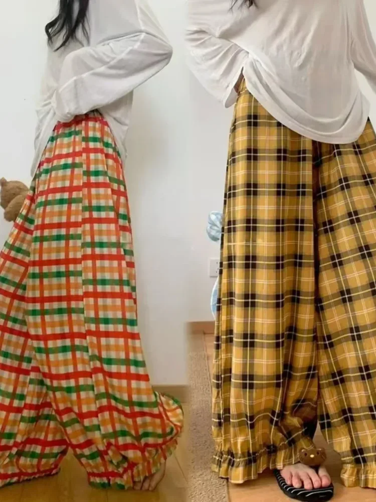 ASAYA Celana panjang longgar motif cetak bergaya bohemian terbaru fashion waniita