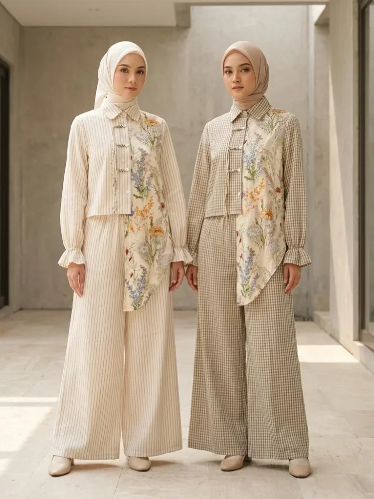 ASAYA Gamis wanita kekinian motif abstrak elegan trendi