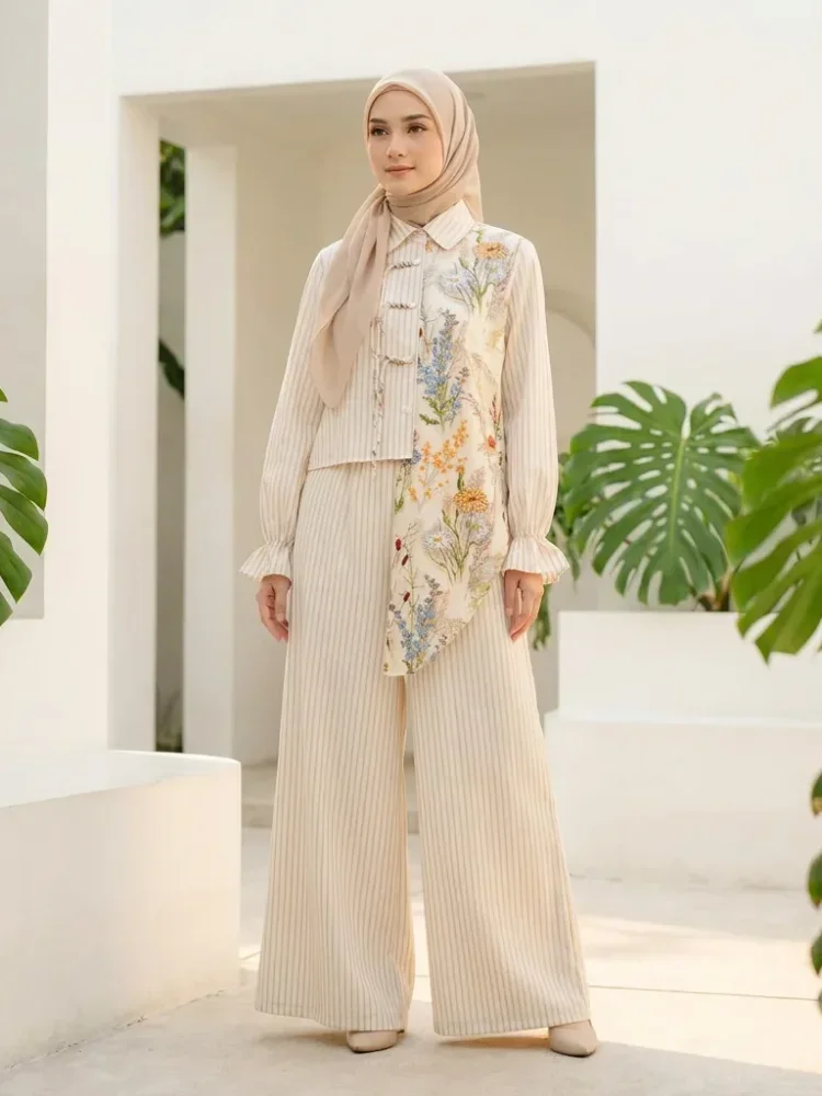 ASAYA Gamis wanita kekinian motif abstrak elegan trendi