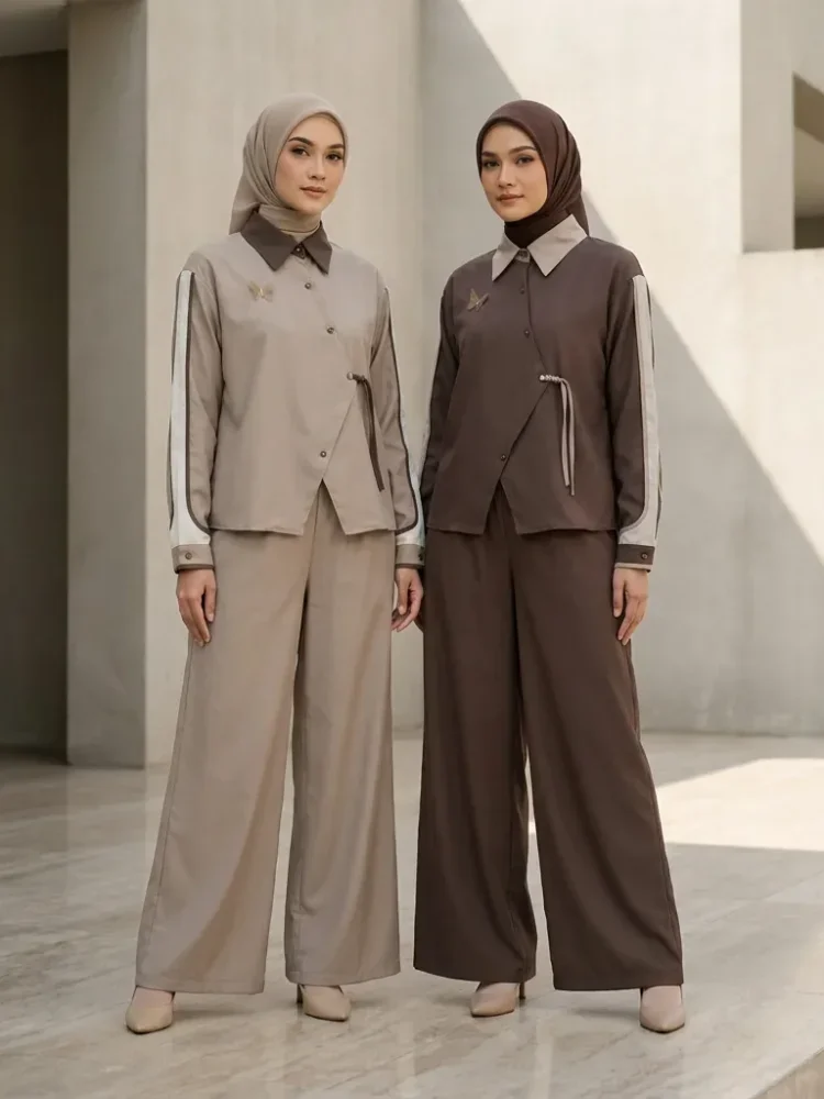 ASAYA Setelan kantor muslimah kemeja kerja lengan panjang + celana highwaist - ootd daily