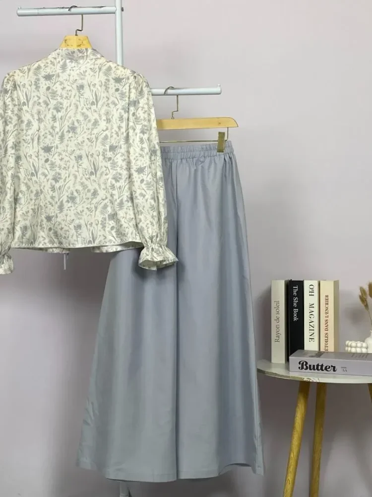 ASAYA Setelan wanita dengan lengan bell dan resleting buatan tangan bergaya minimalis warna solid