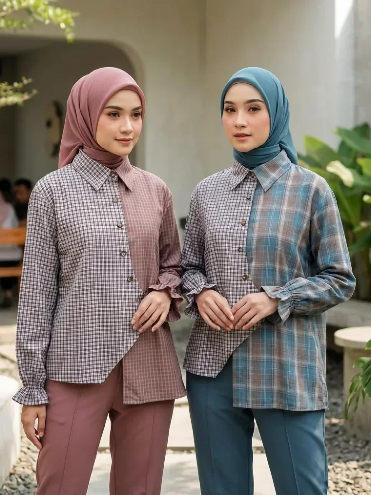 ASAYA Atasan kemeja lengan panjang model baru dan bergaya trendi casual untuk wanita elegant