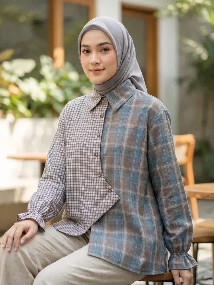 ASAYA Atasan kemeja lengan panjang model baru dan bergaya trendi casual untuk wanita elegant