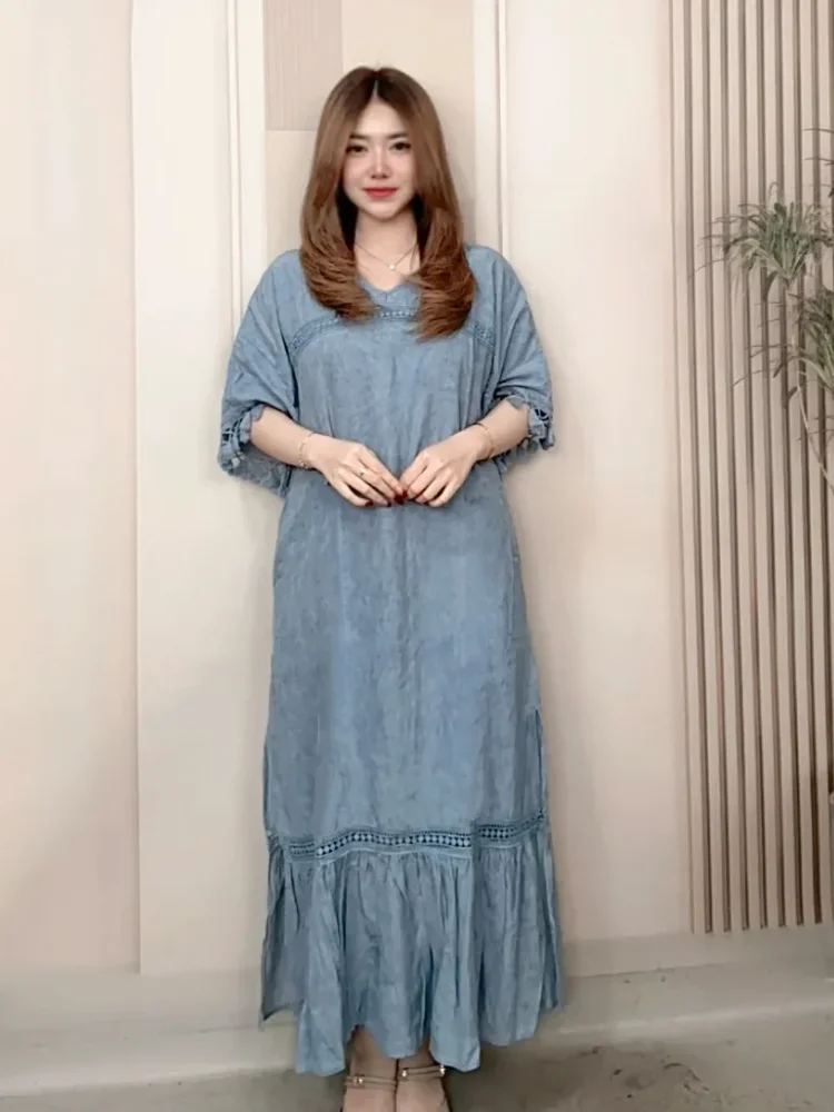 CHICMORE Gaun model a-line bergaya chic untuk wanita