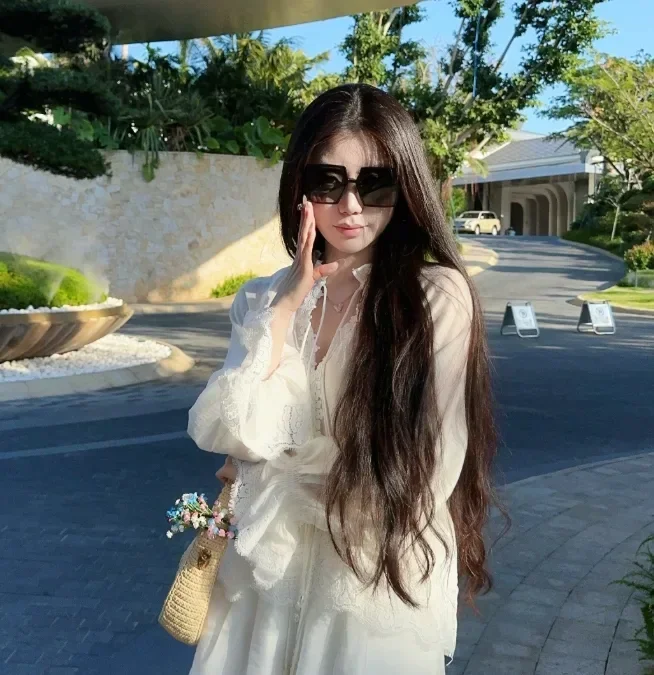 FADFAD Atasan blouse wanita model longgar warna solid gaya korea