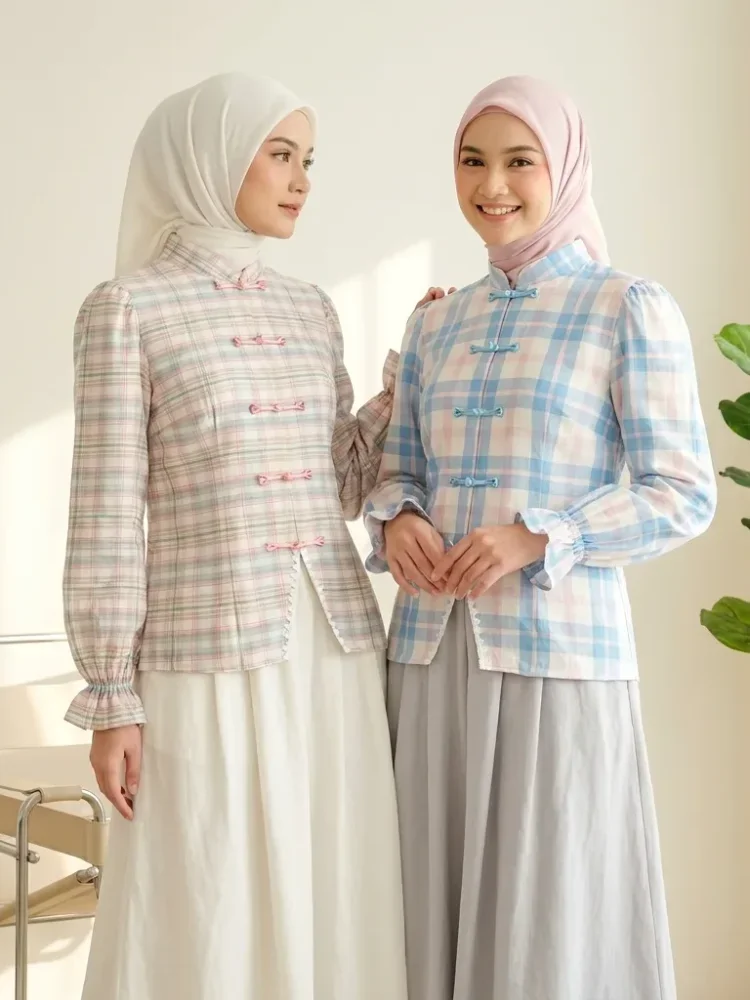 ASAYA Atasan wanita model lonceng, buatan tangan, gaya minimalis
