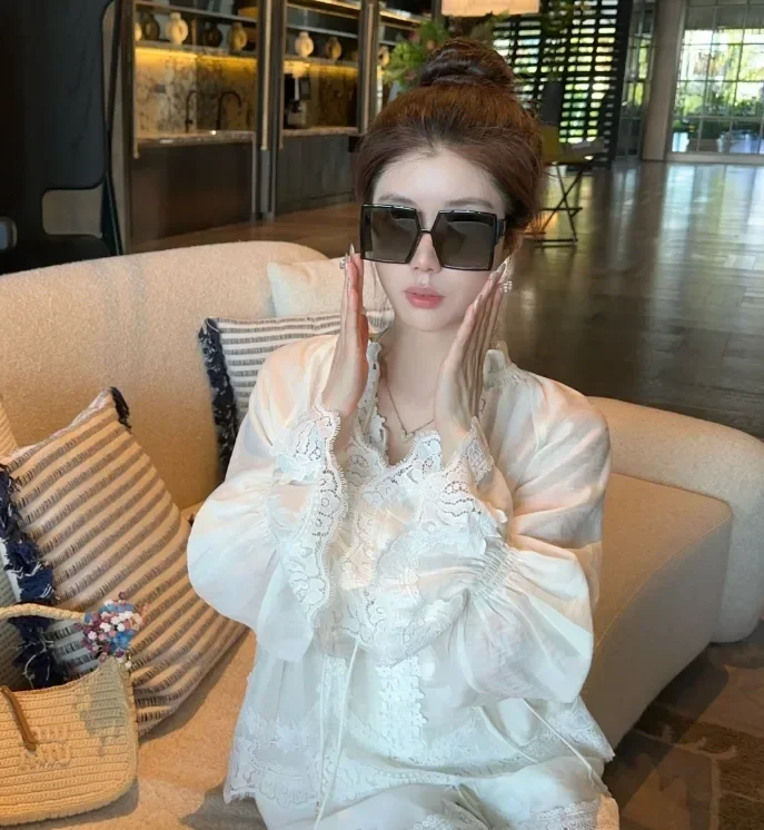 FADFAD Atasan blouse wanita model longgar warna solid gaya korea
