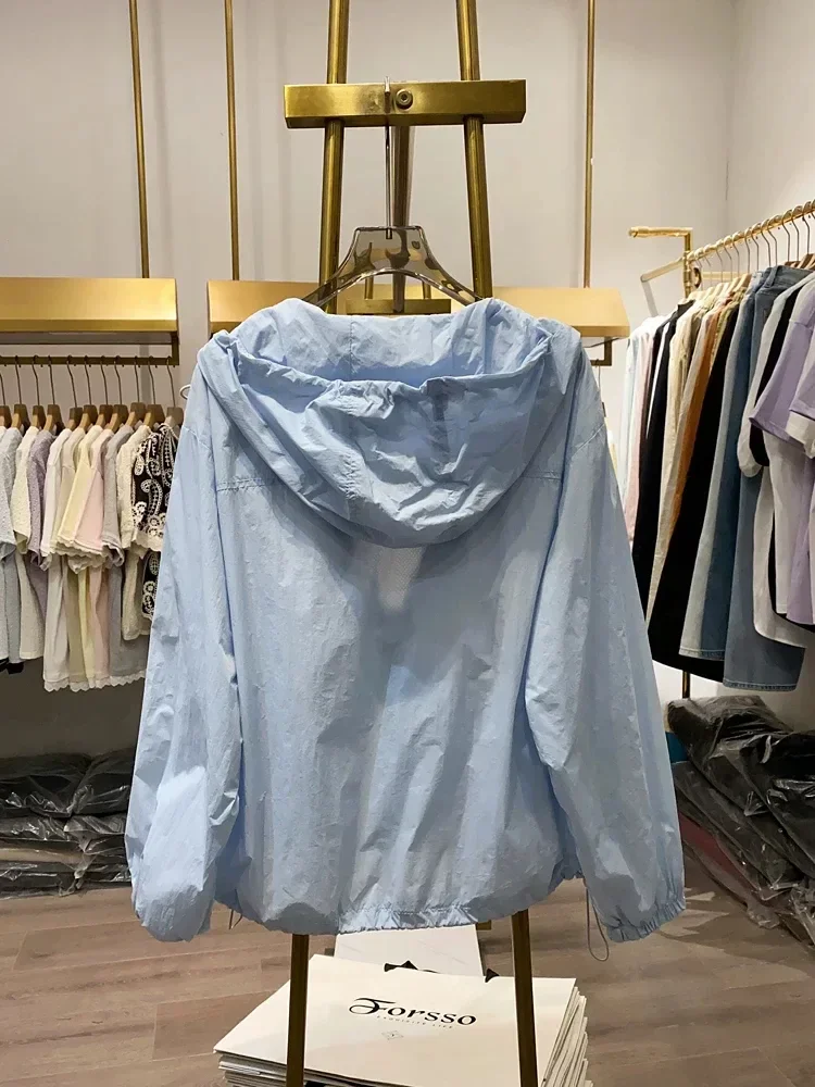 CHICMORE Atasan jaket tipis longgar dengan lengan panjang kasual wanita