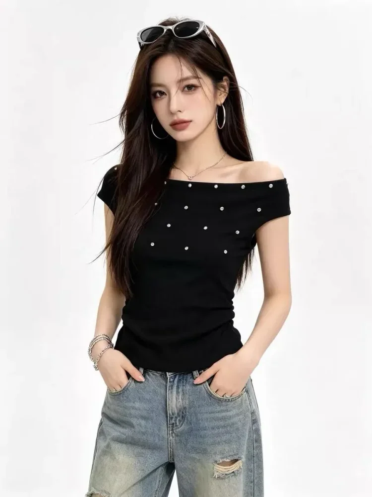 ASAYA Atasan wanita lengan pendek dengan kerah off shoulder elegant