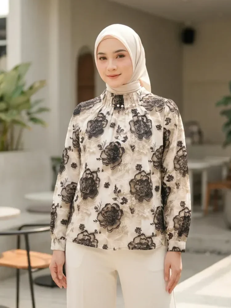 ASAYA Kemeja cetak temperamen gaya baru wanita atasan elegan