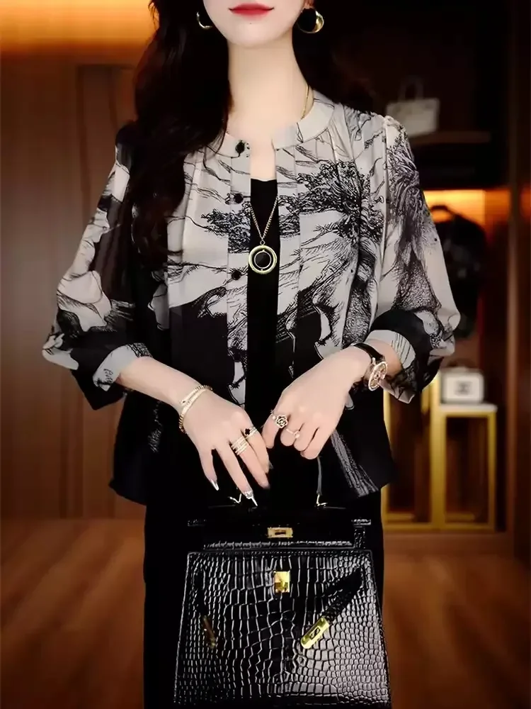 FADFAD Atasan kemeja retro modis model baru gaya  elegan casual untuk wanita