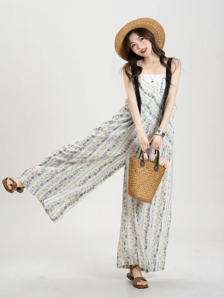 ASAYA Jumpsuit overall  wanita kasual motif bunga bunga